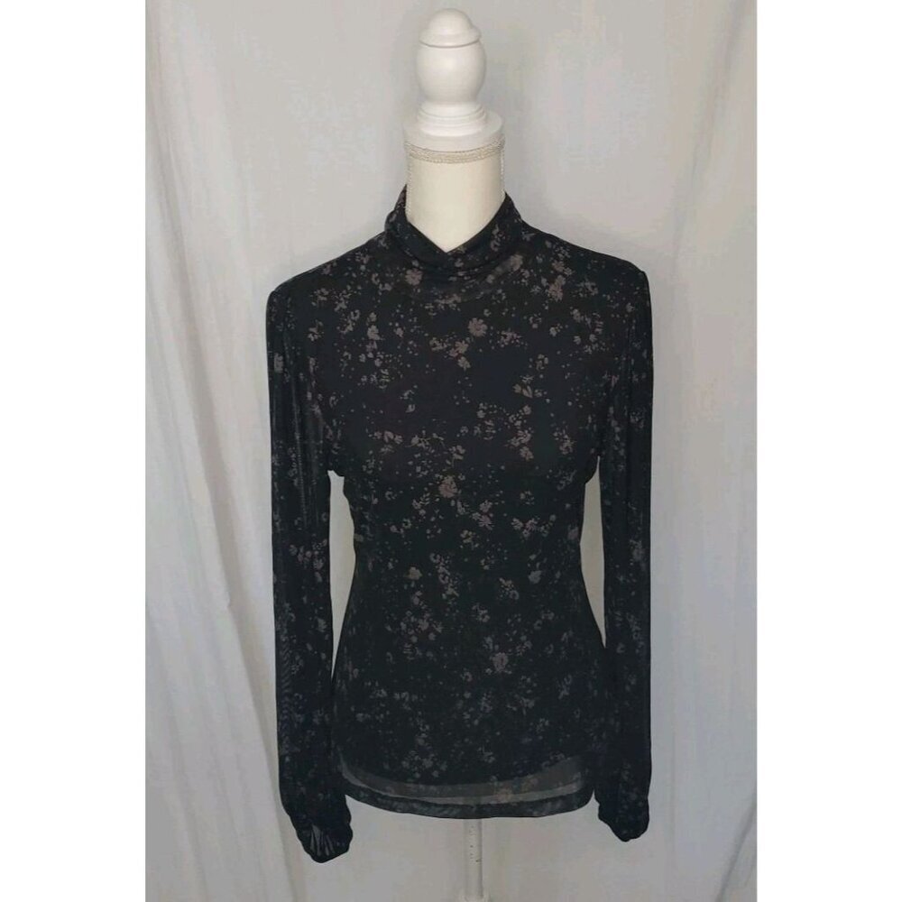Sanctuary Mesh Turtle Neck Top Lined Dark Romantic Whimsigoth Slimming Sz. M